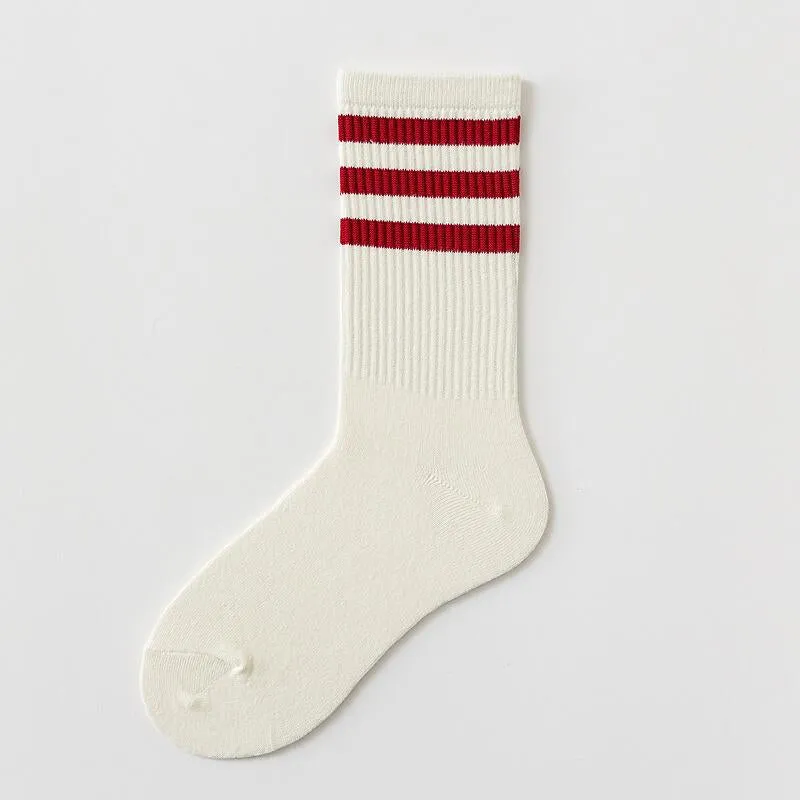 Striped Solid Color Breathable Socks