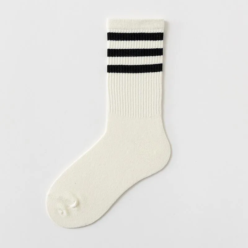 Striped Solid Color Breathable Socks