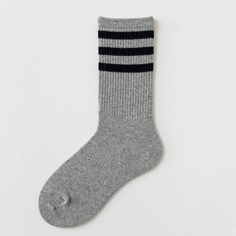 Striped Solid Color Breathable Socks