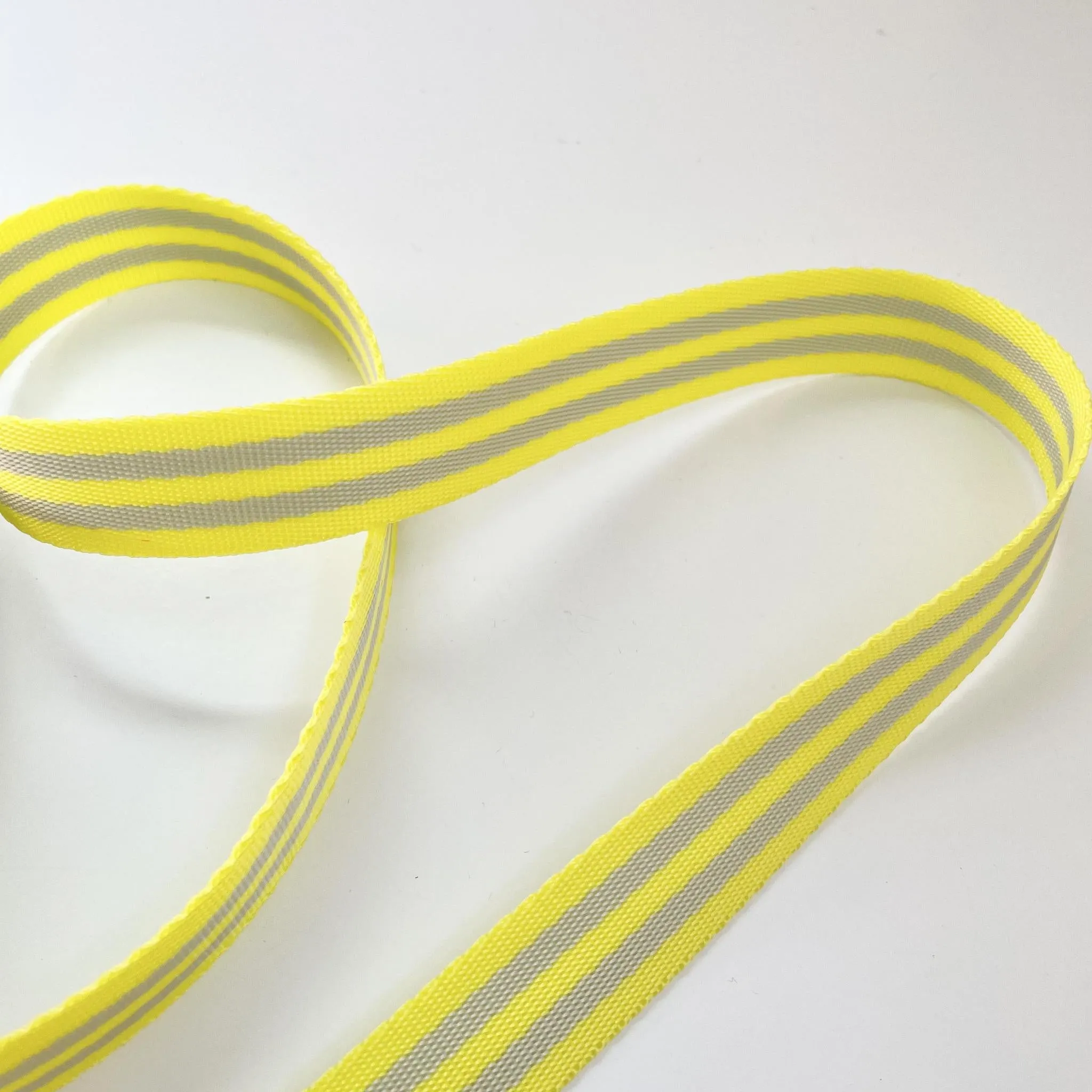 Tula Pink Webbing - Grey / Neon Yellow