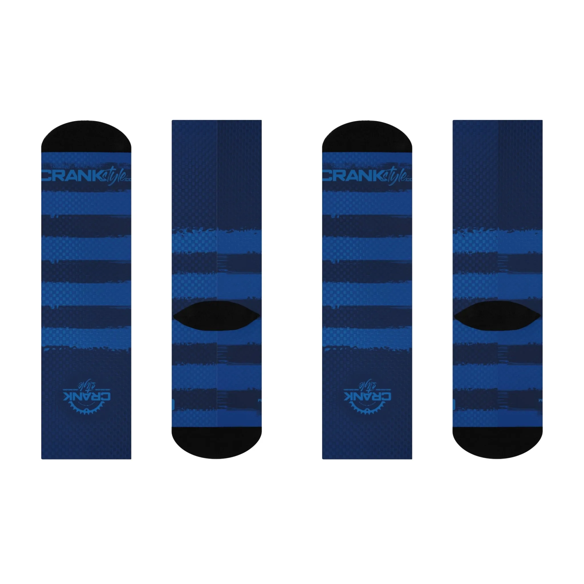 Unisex Blue Stripe Tall MTB Crew Socks