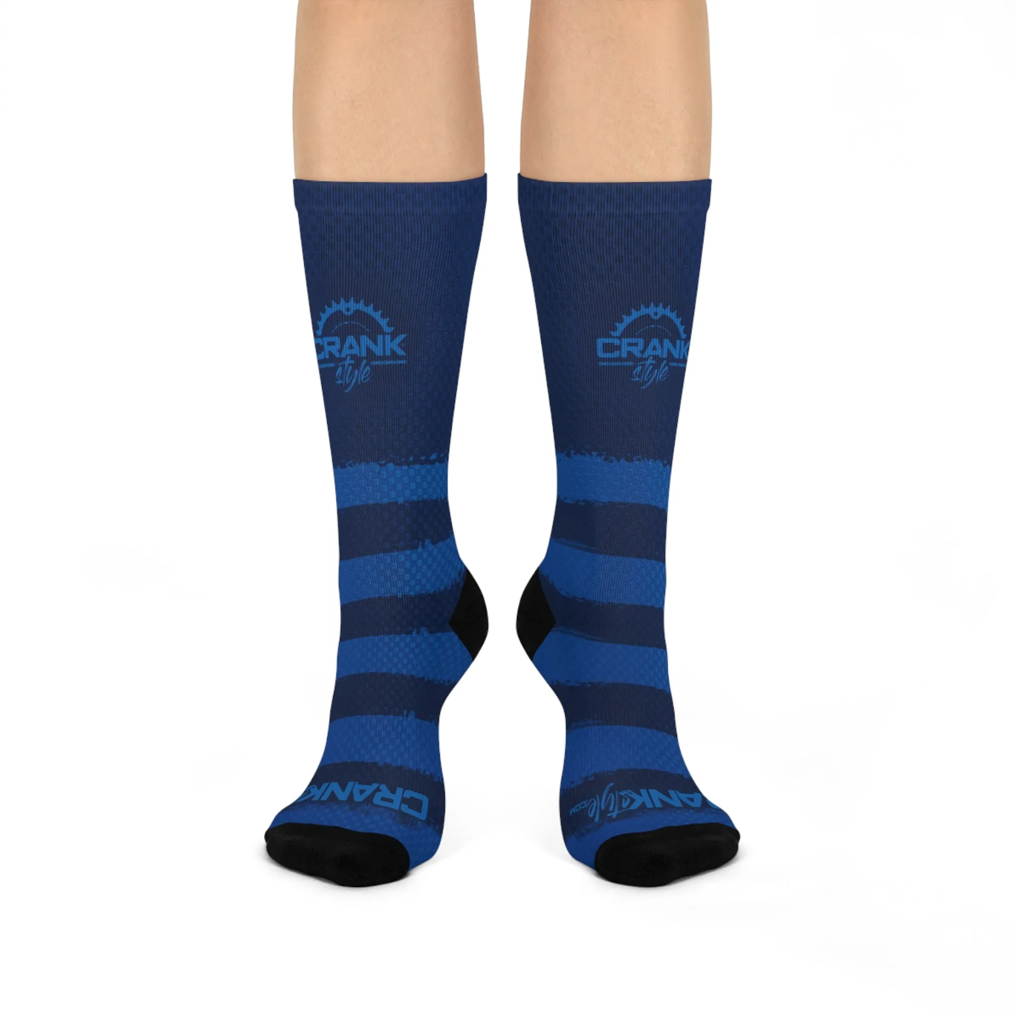 Unisex Blue Stripe Tall MTB Crew Socks