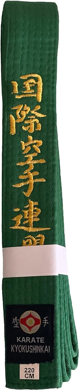 VICTORBUDO USA KYOKUSHIN EMBROIDERED KARATE BELT IN ALL COLORS