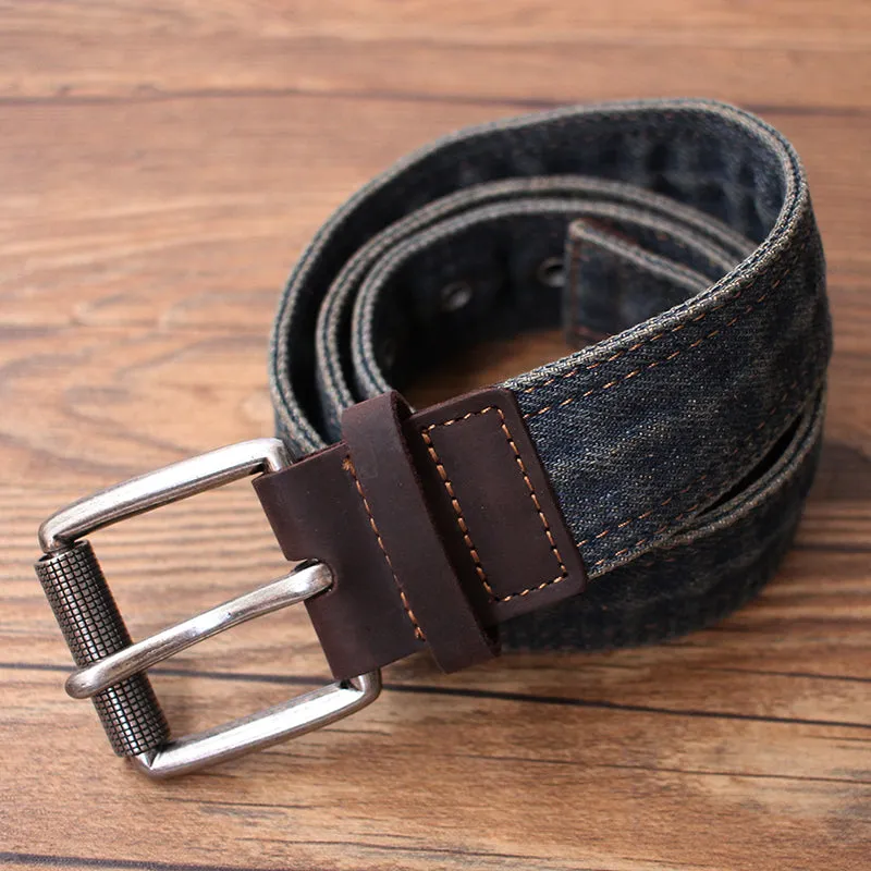 Vintage BLue Mens Denim Slim Belts Denim Blue Belts Vintage Belts For Men