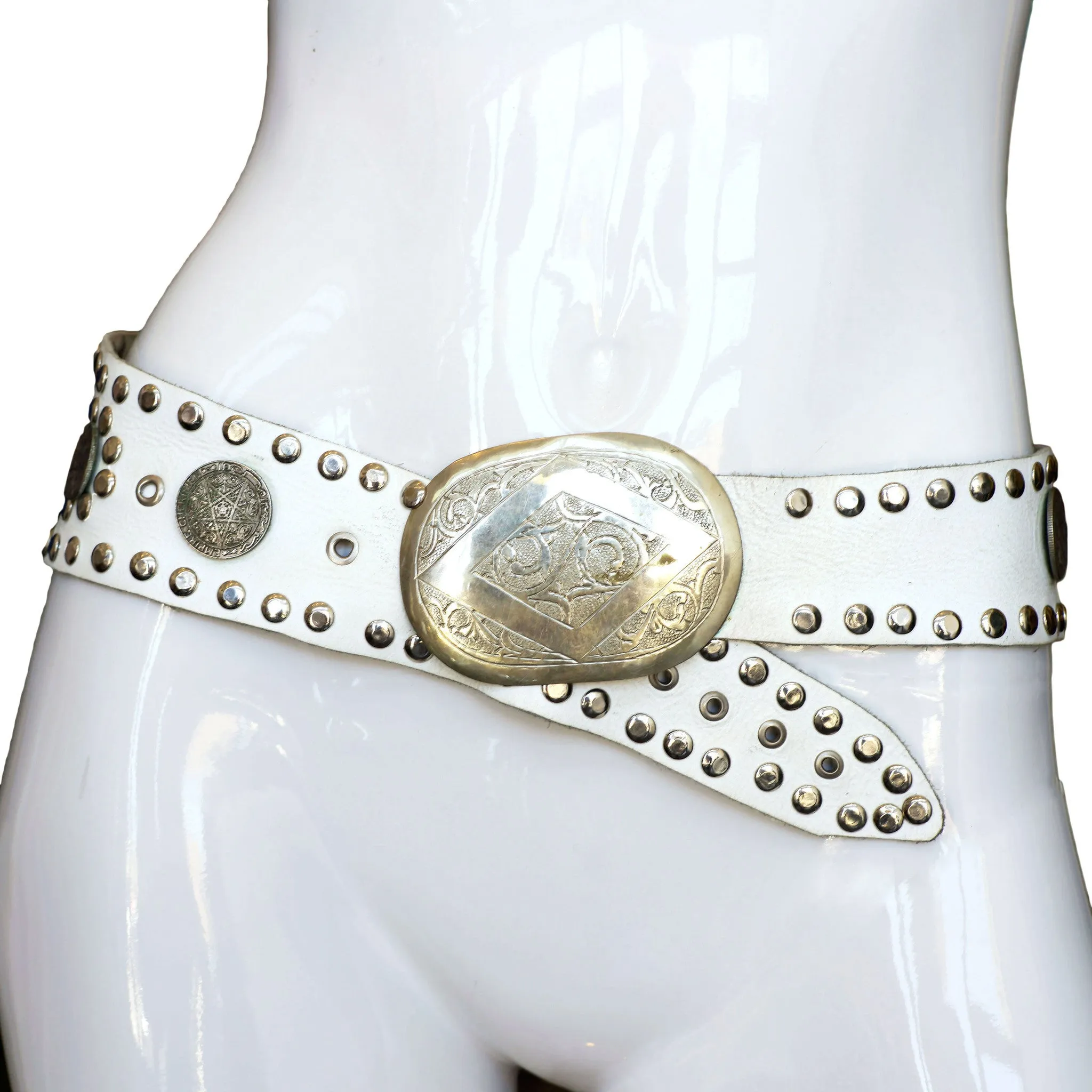 White Leather Moroccan Belt