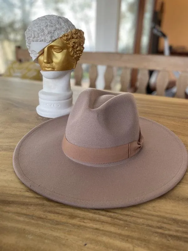 Wide Brim Panama Hat In Vegan Felt