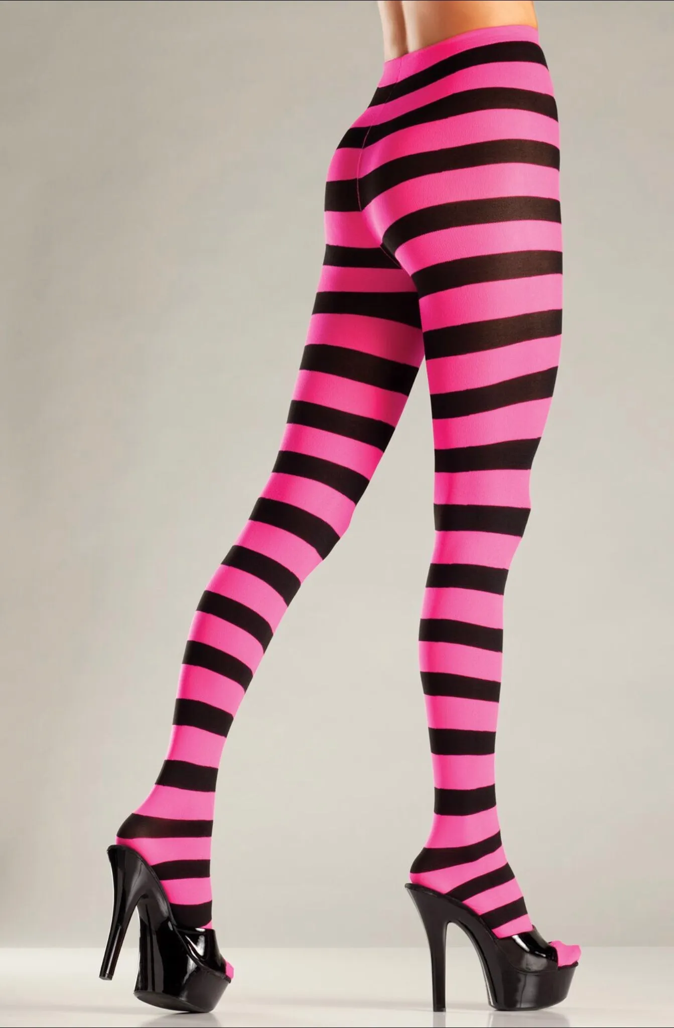 Wide Striped Opaque Pantyhose