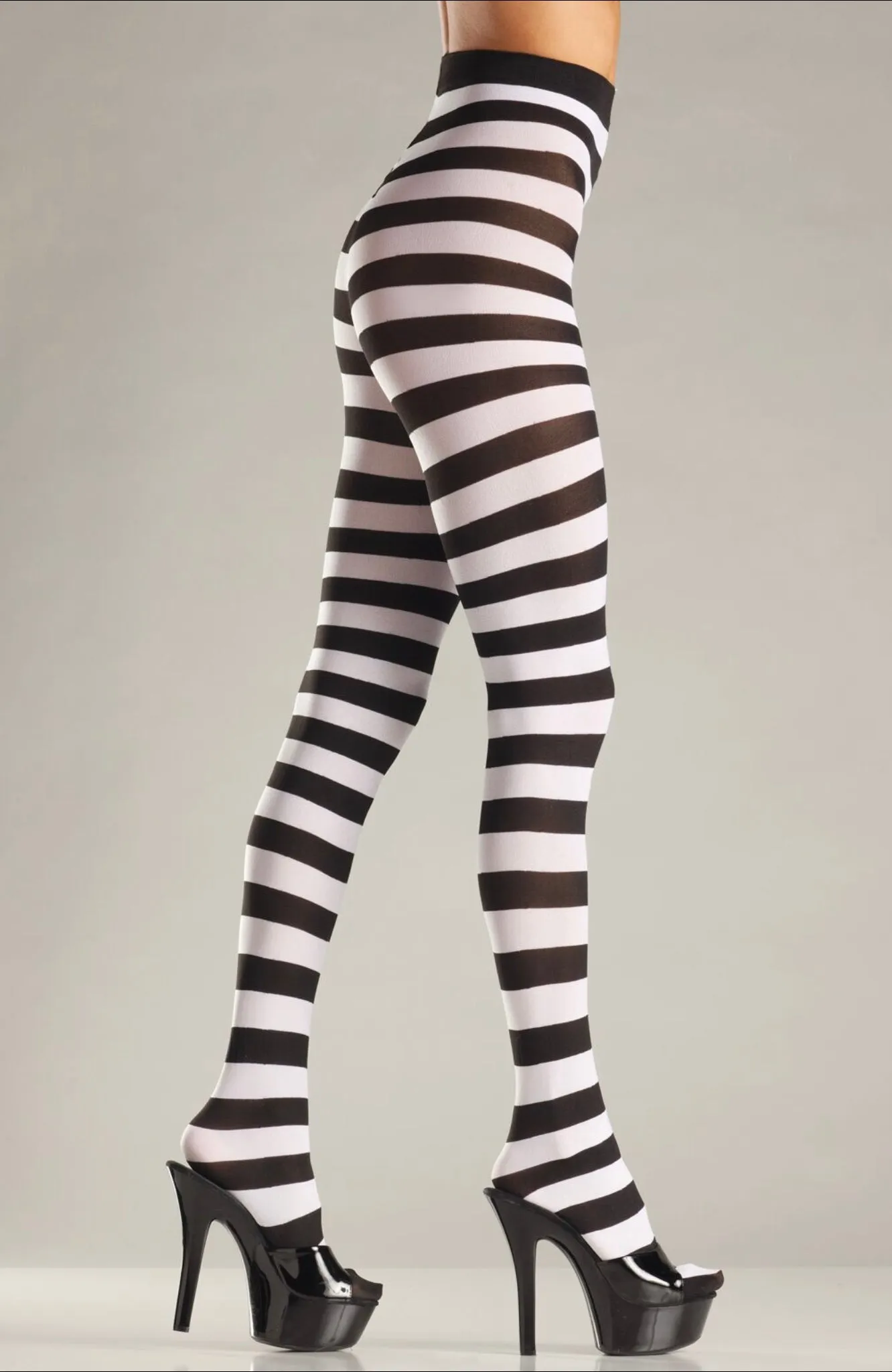 Wide Striped Opaque Pantyhose