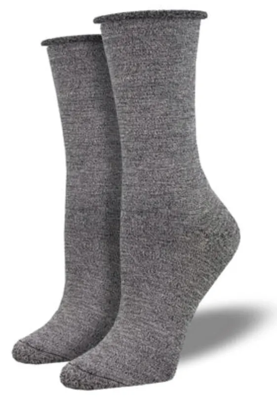 Women's Bamboo Solid Crew Sock -Static Grey